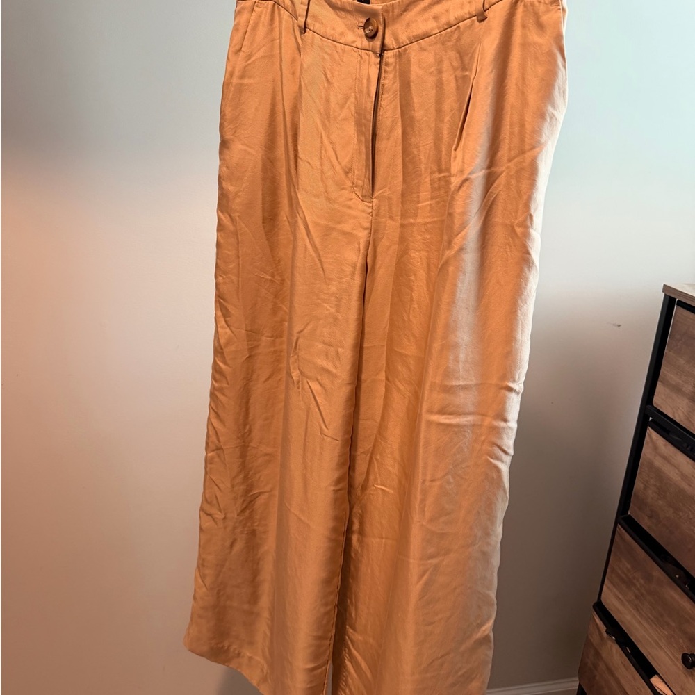 Ann Taylor Silk Trousers in Camel Beige
